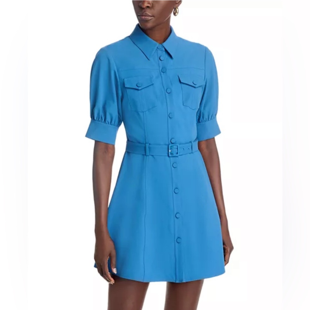cinq a sept Bright Blue Short-Sleeve Button Mini Dress